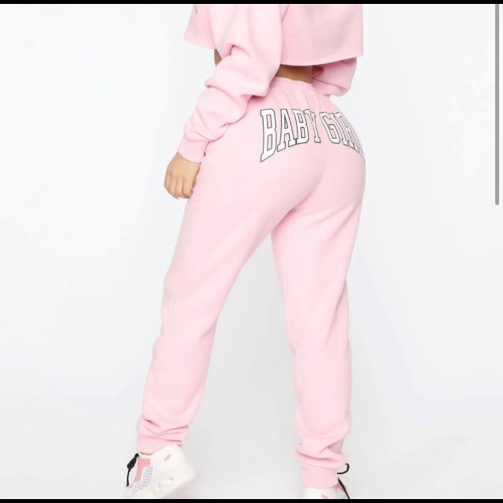 Fashion Nova “Baby Girl” Light pink Sweatpants